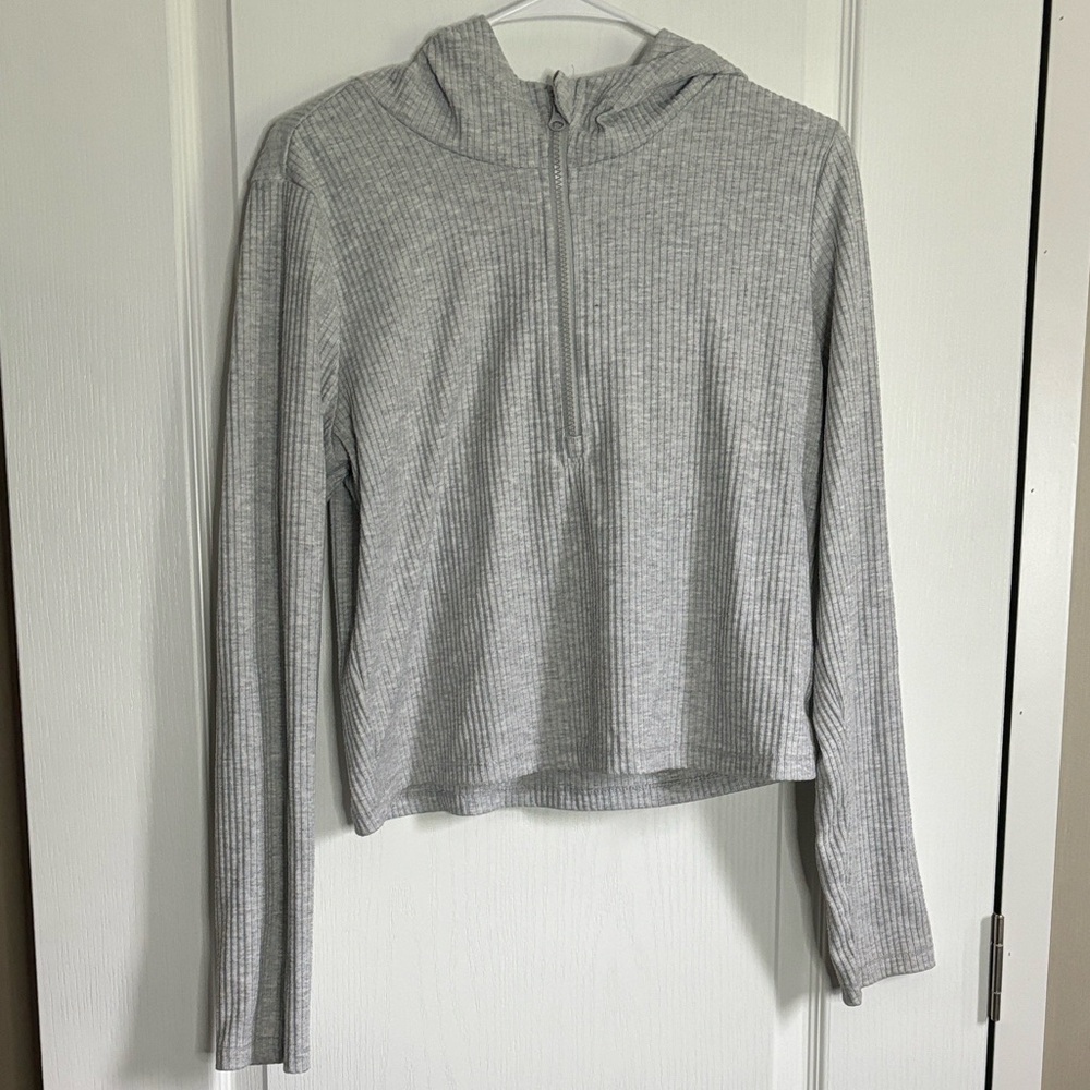90 Degree By Reflex Light Gray Hooded Top